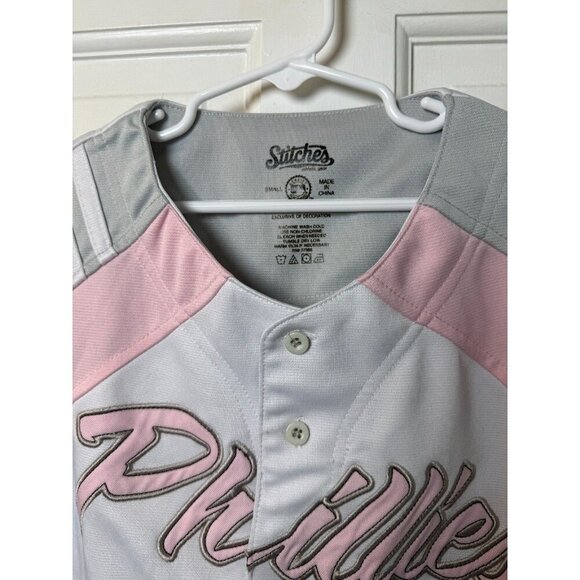 Stitches Philadelphia Phillies Pink/Gray/White Jersey Girls Youth Size Small - Picture 3 of 9